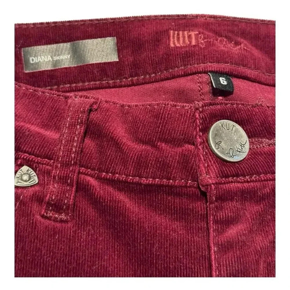 Kut From The Kloth Women’s Size‎ 6 Burgundy Corduroy Diana Skinny Jeans - Picture 3 of 7